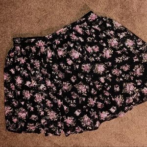 Forever 21 allover lace black floral skater skirt